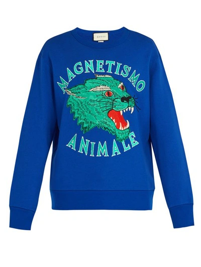 Gucci Magnetismo Animale Cotton-jersey Sweatshirt In Royal Blue