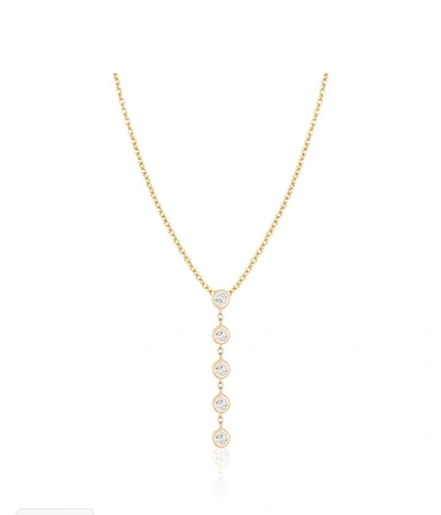 Ariana Rabbani Five Vertical Diamond Necklace Yellow Gold