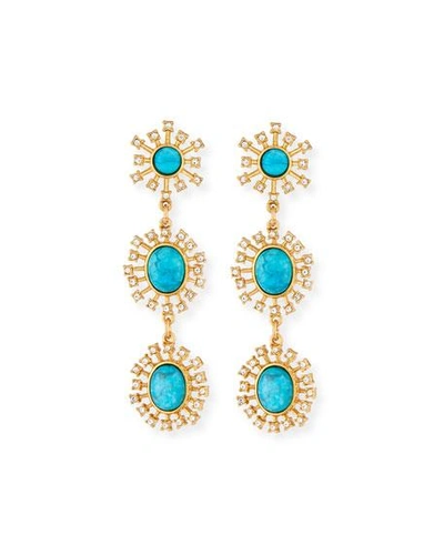 Sequin Turquoise Triple-drop Earrings