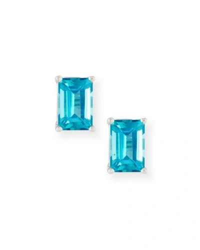 Kalan By Suzanne Kalan 14k Emerald-cut Petite Stud Earrings In Medium Blue