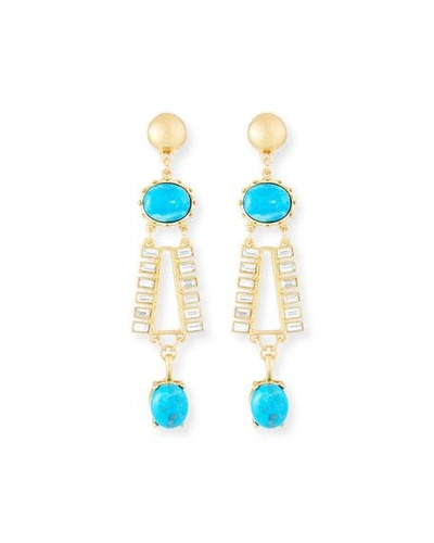Sequin Turquoise & Crystal Dangle Earrings