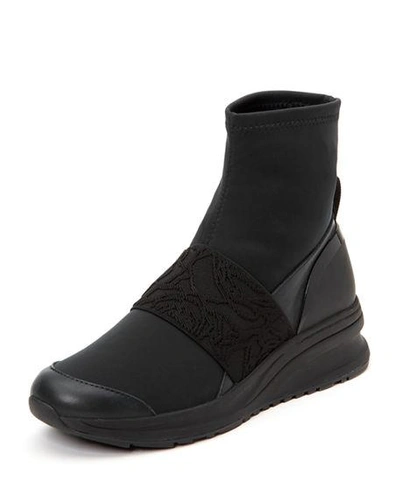 Taryn Rose Zorah Stretch High-top Sneakers In Black Leather