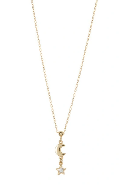 Argento Vivo Sterling Silver Moon & Star Pendant Necklace In Gold