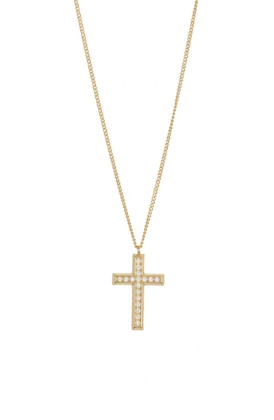 Argento Vivo Sterling Silver Crystal Cross Pendant Necklace In Gold