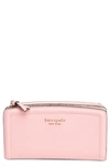 Kate Spade Knott Pebble Leather Slim Zip Wallet In Coral Gable