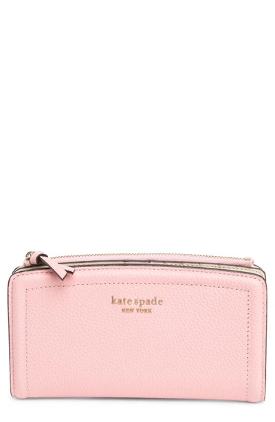 Kate Spade Knott Pebble Leather Slim Zip Wallet In Coral Gable