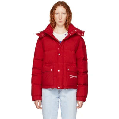 Off-white Hooded Down Puffer Jacket In Red