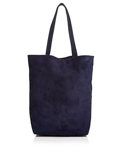 Baggu Basic Large Suede Tote In Midnight Blue/brass