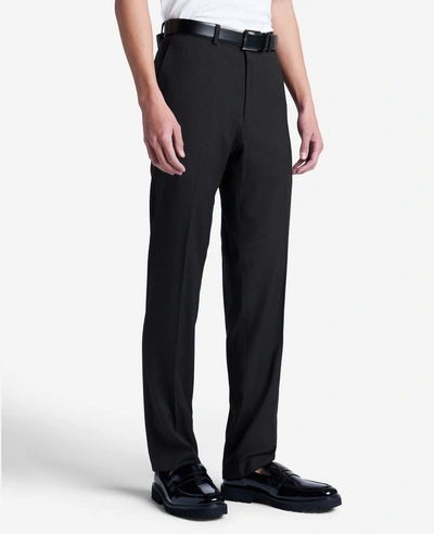 Kenneth Cole Stretch Mini Grid Slim-fit Techni-cole Dress Pant In Black