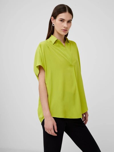 French Connection Crepe Light Cap Sleeve Popover Shirt Wasabi In Green