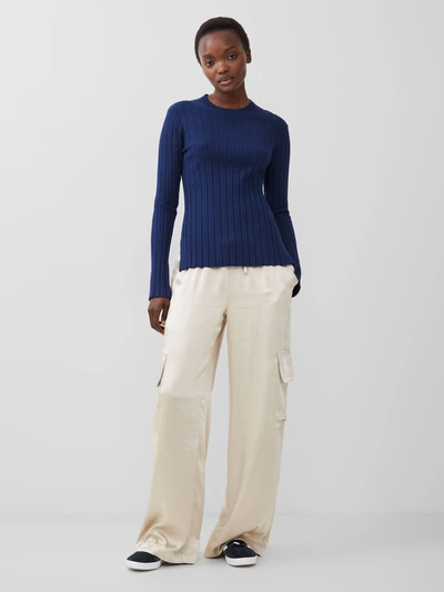 French Connection Minar Eco Pleated Jumper Midnight Blue In Multi