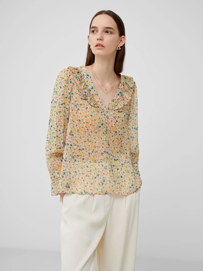 French Connection Aleezia Hallie Crinkle Shirt Pear In Multi