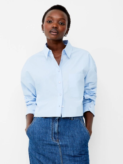 French Connection Alissa Cotton Cropped Shirt Cashmere Blue