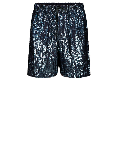 Dries Van Noten Sequin Embellished Shorts In Blue