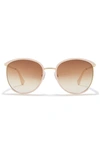 Vince Camuto 57mm Metal Oval Sunglasses In Gold/ Ivory