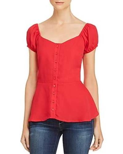 Lost And Wander Lost + Wander Puff-sleeve Peplum Top In Red