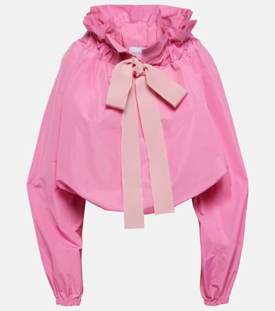 Patou Tie-neck Oversized Faille Top In Pink