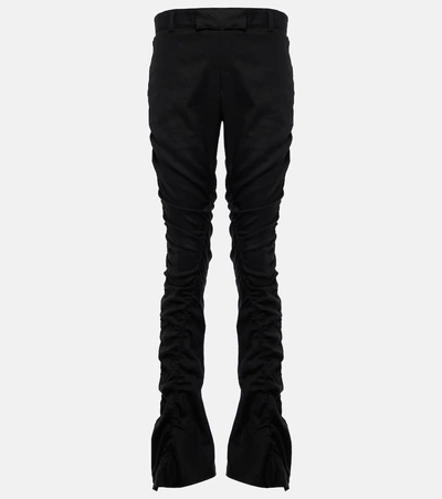 Acne Studios Mid-rise Linen-blend Flared Trousers In Black