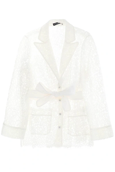 Dolce & Gabbana Pyjama Shirt In Cordonnet Lace In White