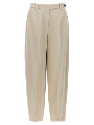 Brunello Cucinelli With Front Pleats Trousers In Neutral