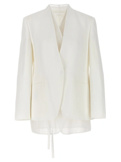Brunello Cucinelli Single-breasted Organza Insert Blazer Blazer And Suits In White