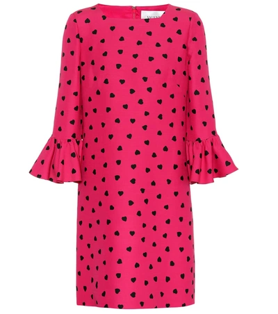 Valentino Printed Silk And Wool Dress In Pink