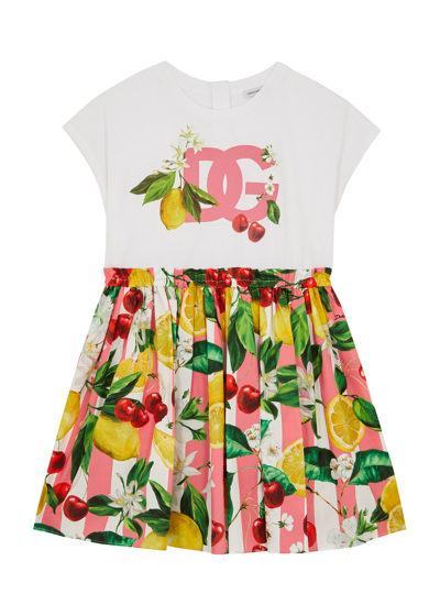 Dolce & Gabbana Kids' Graphic-print Cotton-jersey Dress 4-12 Years In Combined Colour