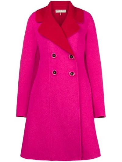 Emilio Pucci Double Breasted Coat In Pink