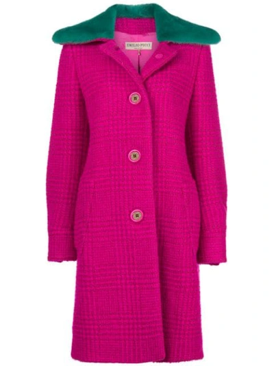 Emilio Pucci Mink Fur Collar Coat In Pink