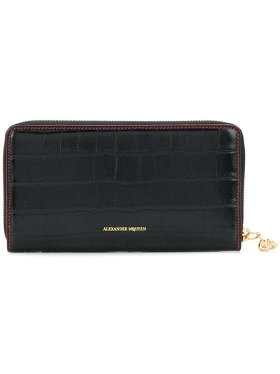 Alexander Mcqueen Croco-embossed Wallet - Black