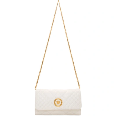 Versace Off-white Quilted Tribute Chain Wallet Bag In Off White