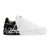 Dolce & Gabbana Dolce And Gabbana White Patent Trim Portofino Sneakers In White Black