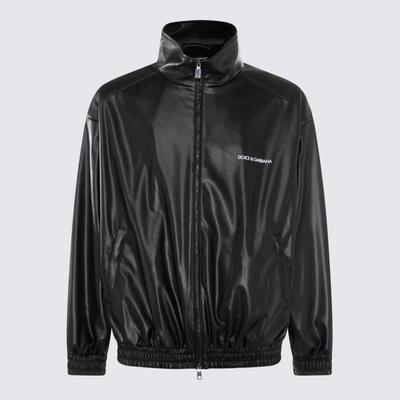 Dolce & Gabbana Black Faux Leather Casual Jacket