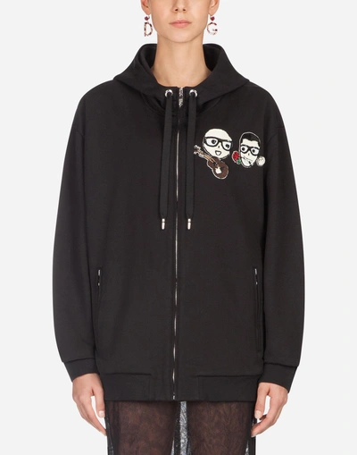 Dolce & Gabbana Cotton Sweatshirt With Patch In Black