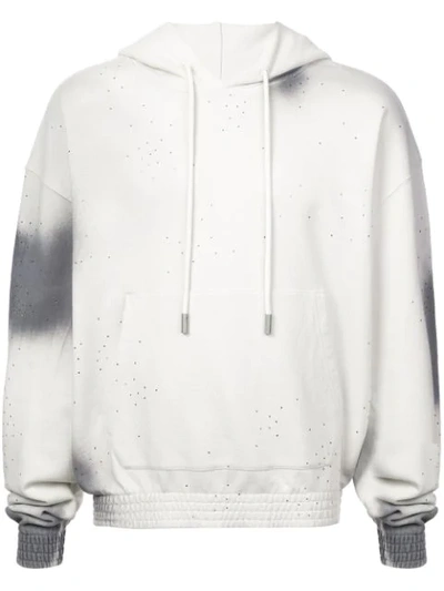 Off-white Men's Spray-over Distressed Hoodie Sweatshirt In Grey