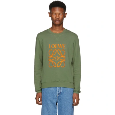Loewe Anagram-embroidered Cotton-jersey Sweatshirt In Army Green