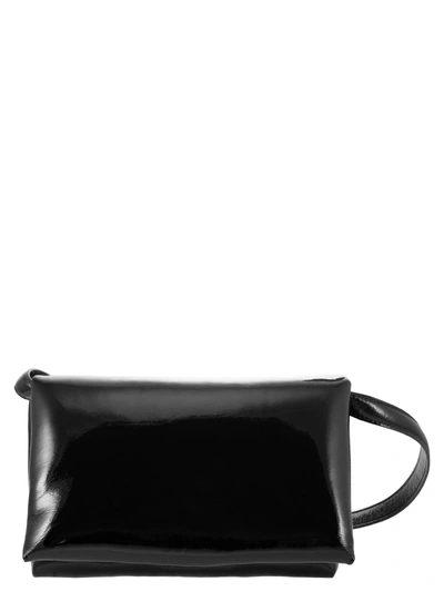 Marni Prisma Patent Leather Shoulder Bag In Black