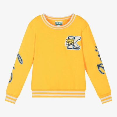 Kenzo Babies'  Kids Boys Yellow Cotton Varsity Sweatshirt