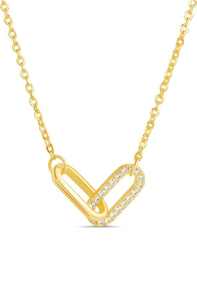 Paige Harper Cubic Zirconia Double Oval Link Pendant Necklace In Gold