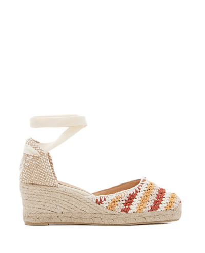 Castaã±er Castañer Carina Ankle Strap Crochet Wedge Sandals In Multi
