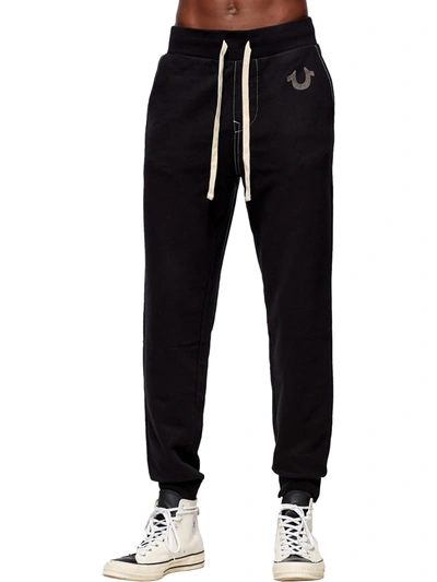 True Religion Mens French Terry Pull On Jogger Pants In Black