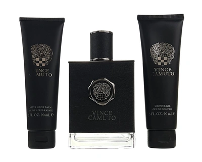 Vince Camuto 3 Pc. Gift Set For Men S/g 3 oz + After Shave Balm 3 oz + Eau De Toilette Spr 3.4 oz In White