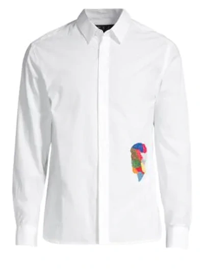 P.l.c. Men In Silhouette Embroidered Shirt In White