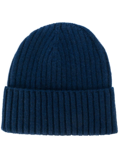 Dell'oglio Ribbed Knit Cashmere Hat In Blue