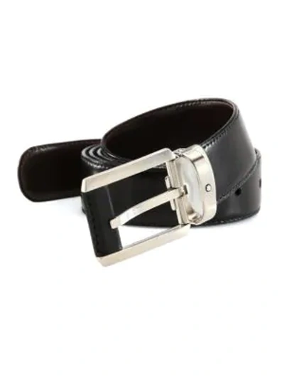 Montblanc Men's Classic Reversible Leather Belt In Black