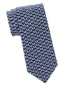 Ferragamo Fido Scottie Dogs Silk Classic Tie In Blue