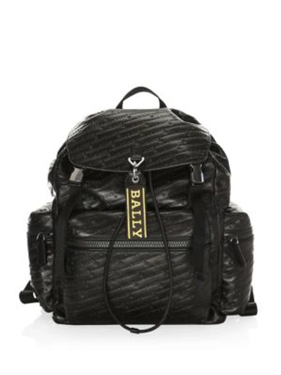 Bally Men's Logo-embossed Flap-top Leather Backpack In Black