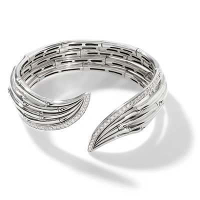 John Hardy Bamboo Cuff In White Diamond