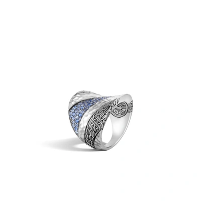 John Hardy Classic Chain Hammered Saddle Ring Rbs9001654bsp In Blue Sapphire