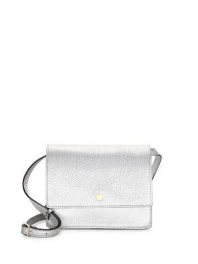 Oad Mini Leather Messenger Bag In Silver